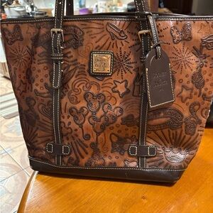 Dooney & Bourke Brown Disney Embossed Leather Tote Bag
